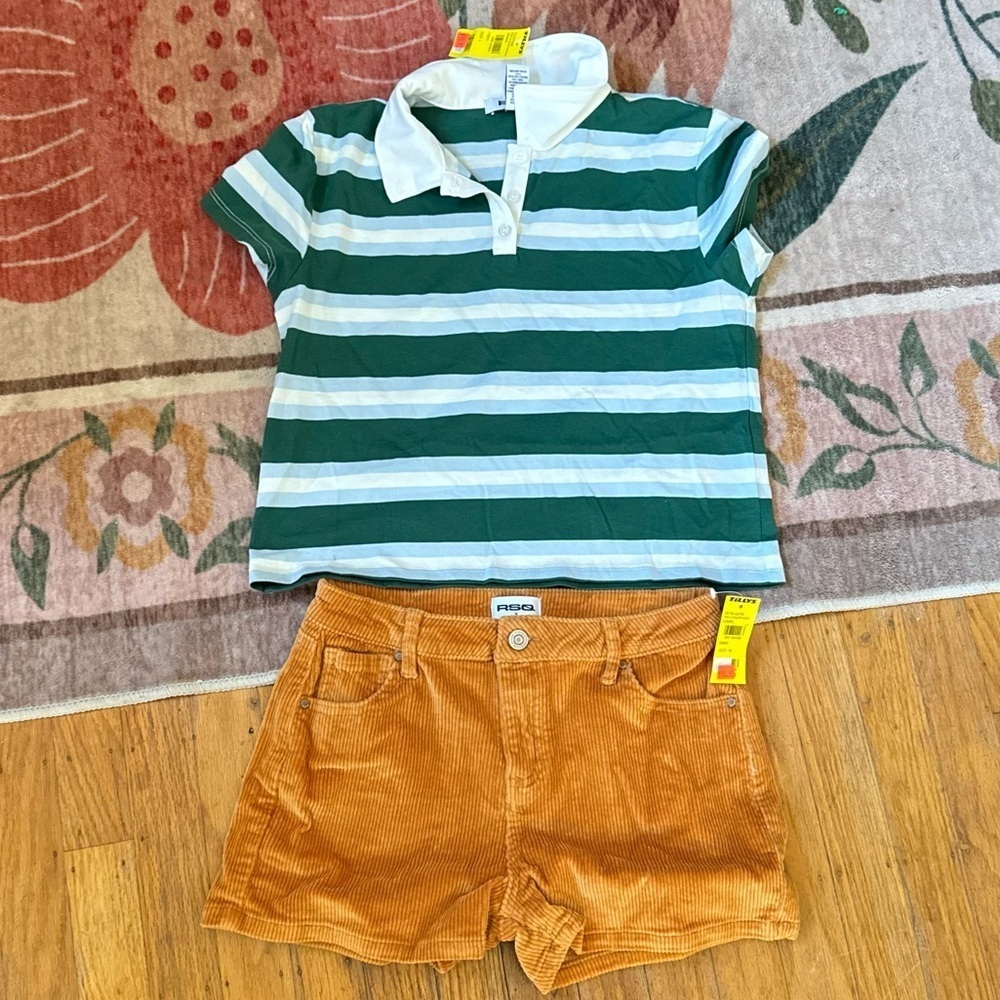 Tilly’s RSQ Corduroy Shorts Rugby Polo Shirt Kid’s Large / 16 - Picture 2 of 6